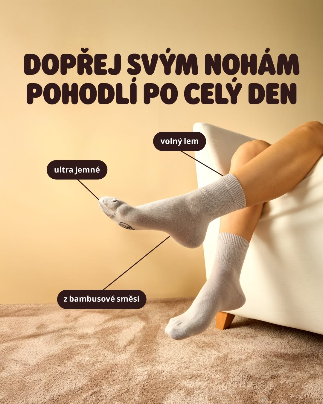 Bambusové ponožky s popisky benefitů